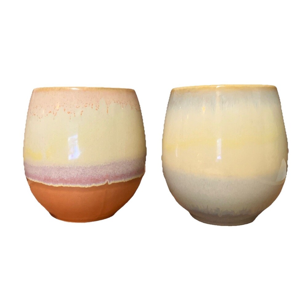 2 Ceramic urban Pottery Cabin style Coffee Mugs 12-16 oz Drip Glaze - Picture 2 of 16